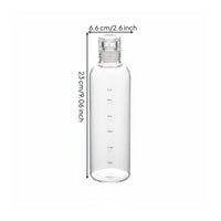 Heat and Cold Resistant Time Marked Water Bottle Leak Proof Portable Glass Drinking Bottle Minimalist Design for Office, Travel, Gym