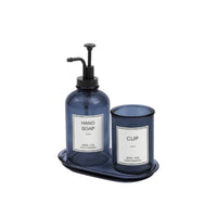 3 Pieces Coordinated Bathroom Set with Tumbler Functional Bathroom Accessory Set with Tray Practical Soap Dispenser with Tray Versatile for Vanity