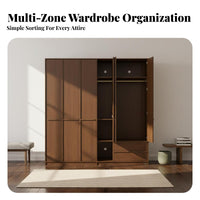 Freestanding Wardrobe Vintage and Design Paneled Door Armoire Floor-to-Ceiling Design Bedroom Furniture for Adults, Homeowners, Home, Cloakroom