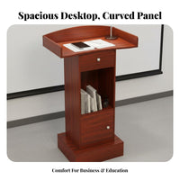 Spacious Desktop Floor Standing Pulpit Multi-Purpose Modern Presentation Desk Sturdy Construction Wooden Lectern with Storage Stable Base for Teachers, Presenters, Conference Room, Classroom, Lecture Hall, Church