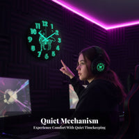 Easy to Read at Night Illuminate in the Dark Wall Clock Creative Design Luminous Wall Clock Large Numerals for Teens, Bedroom, Living Room
