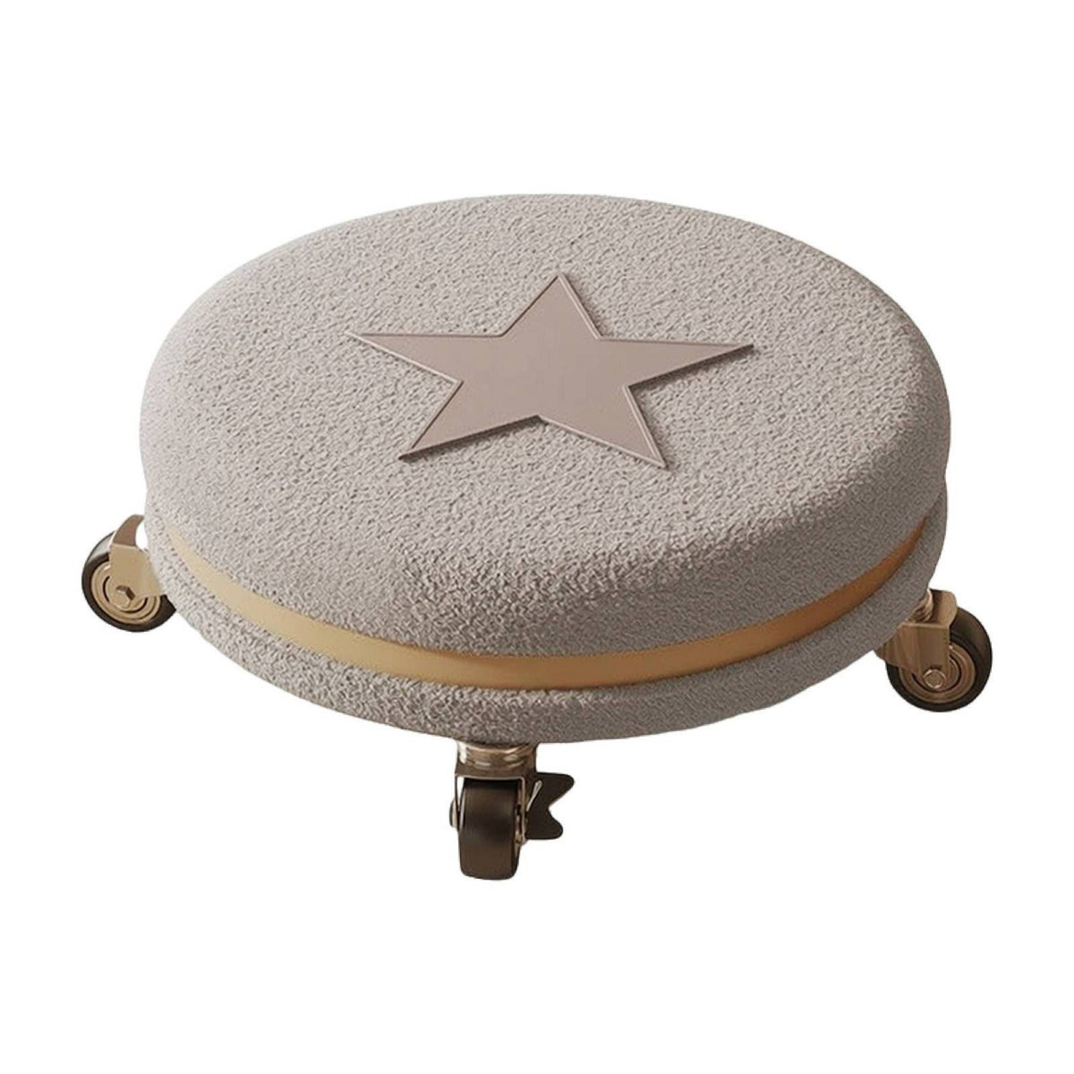 Rolling Stool with Fleece Cover Washable Seat Cushioned for Dressing Room