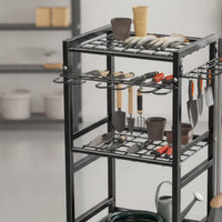 Garden Tool Organizer Heavy-Duty Tool Storage Rack with Hooks Multi-Tier Broom and Holder for Gardeners, Homeowners