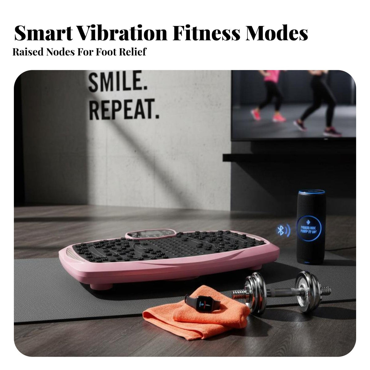 Shaking Base Exercise Machine Music Speaker Whole Body Vibration Machine Adjustable Speed Vibrating Fitness Stand for Men, Indoor, Office