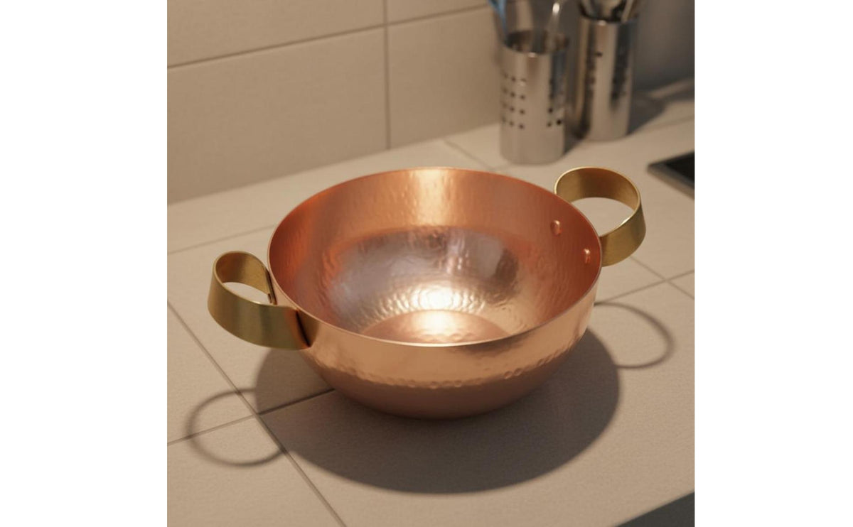 Hammered Copper Pot Wide Wide-Mouthed Top Kitchenware Heat Retention