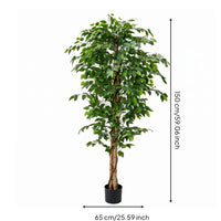 Artificial Tree with Planter Low-Maintenance Fake Potted Tree Faux Potted Plant for Entryway, Patio
