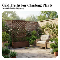 Planter Box with Trellis Carbonized Wood Wooden Planter with Trellis Anti Climbing Plant Support Frame for Gardeners, Balcony, Outdoor, Deck