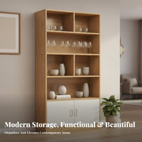 Freestanding Beverage Cabinet Large Capacity Storage Shelf Wooden Display Hutch Sturdy Construction Versatile Organizer Suitable for Living Room Entryway Bedroom Book Lovers