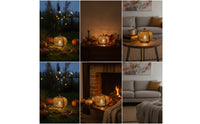 LED Pumpkin Lantern Wood-Toned LED Jack-O'-Lantern Pumpkin Light Interlocking Decor Lighted for Decorators, Tabletop