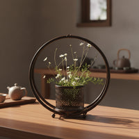 Bamboo Vase Holder Woven Bamboo Stand with Circular Frame Round Vase Stand for Florists, Decorators, Tea Room, Foyer Table, Event Styling