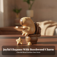 Simple Face Capybara Desk Decor Natural Wood Grain Handheld Ornament Carved Decorative Piece Dark Brown Accents for Home Decoration
