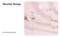 Three-Level Clear Rack Hook-on Design Installation Three-Level Storage Single Unit Transparent Design Mounted-Mounted Organizer for Makeup Lovers