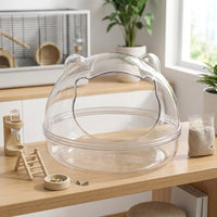 Clear Iridescent Hamster Sand Bath and Hamster Dig Box, Removable Base Hamster Bath, Portable Intermediate House for Syrian Hamsters and Gerbils