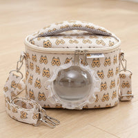 Portable Pet Bag with Circular Window, Breathable Pet Carrier for Outdoor Travel, Small Pet Bag with Shoulder Strap and Single Shoulder Design