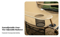 Foldable Design Adjustable Reclining Lounger High Back Support Reclining Camp Lounger with Footrest Heavy Duty Folding Chair Breathable for Campers, Beachgoers, Anglers, Camping, Restping, Beach, Fishing