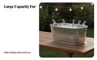 Galvanized Metal Ice Container Multipurpose Oval Metal Ice Container Galvanized Beverage Tub With Handles Oval Drink Chiller