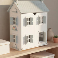 DIY Assembly Wooden Dollhouse Playset Sturdy Wood Construction Wooden Dollhouse Great Gift Idea Pretend Play House Sparks Creativity for Girls, Kids, Toddlers, Playroom