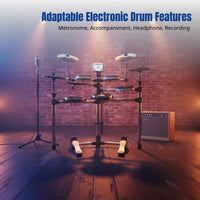 4-Pad Electric Drum Set, Upgraded Digital Drum Kit, Student & Adult, Built-in Metronome, 43 Accompaniment, Headphone & Recording, PVC