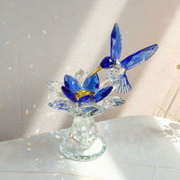 Crystal Animal Figurine Home Decor - Hummingbird and Lotus Ornament