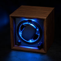 Wooden Single Watch Winder with LED Light Compact Automatic Watch Winder with LED Light Ultra-Quiet Silent for Display Shelf, Bedside Table, Office Desk