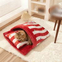 Cat Sleeping Bag Cuddly Cat Bed with Cushioned Soft Warm Burrow for Kittens, Small Pets, Living Room, Bedroom