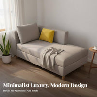 Nordic Design Upholstered Chaise Sofa Removable and Washable Cover Upholstered Chaise Lounge Solid Wood Frame Small Apartment Sofa Easy Assembly for Hotel Owners, Homeowners, Readers, Guest House, Bedroom, Home Pale Ice