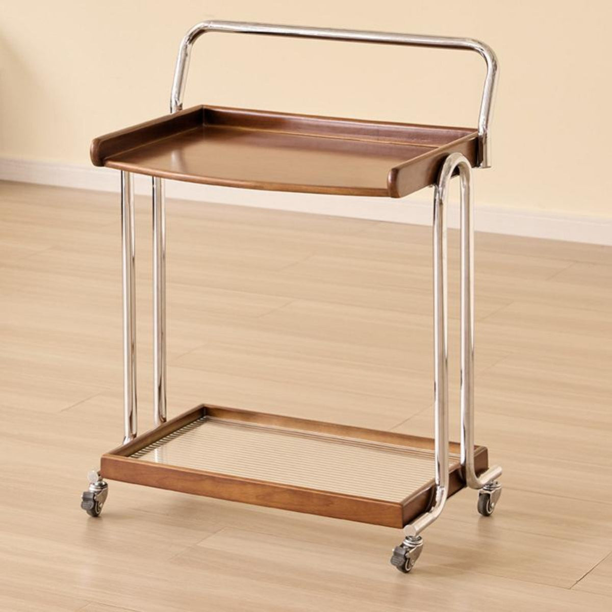Century-Century Design 2-Tier Rolling Trolley Multi-Functional 2-Tier Rolling Organizer Multifunctional Side Table on Wheels Space-Saving for Apartment Dwellers, Design Enthusiasts, Living Room, Small Areas, Bedroom, Bathroom