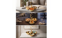 Snack Bowl Stand Gold-Finish Snack Serving Bowl with Stand Candy Dish with Handle Polished Decorative for Hosts, Dining Table