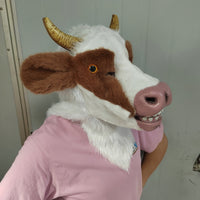 Soft-Textured Cattle Headgear Headpiece Novelty Cow Costume Hood Comfortable Headwear for Halloween, Cosplay, Stage Performances