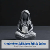 Resin Moon Deity Statue, Creative Handmade Figurine, Minimalist Decor for Garden, Courtyard, Home