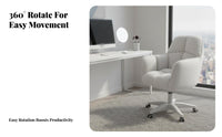 Ergonomic Backrest Upholstered Rolling Armchair Adjustable Height Desk Chair Compact Design Swivel Seat Modern Design for Students, Women, Light Ice Workers, Dormitory, Bedroom, Makeup Room, Vanity Area
