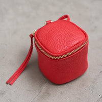 Vintage Leather Cosmetic Bag Lipstick Coin Purse Portable Travel Storage Bucket Mini Round Wallet