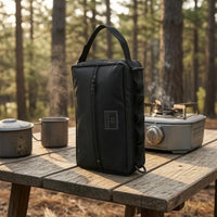 Portable Tissue Storage Bag Box-Shaped Portable Tissue Organizer Camping Accessory Textured Material Black