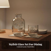 2 Pieces Cup as Lid Design Glass Bedside Water Carafe Set Easy to Clean Nightstand Water Carafe Glass Set Dishwasher Safe for Bathroom, Home