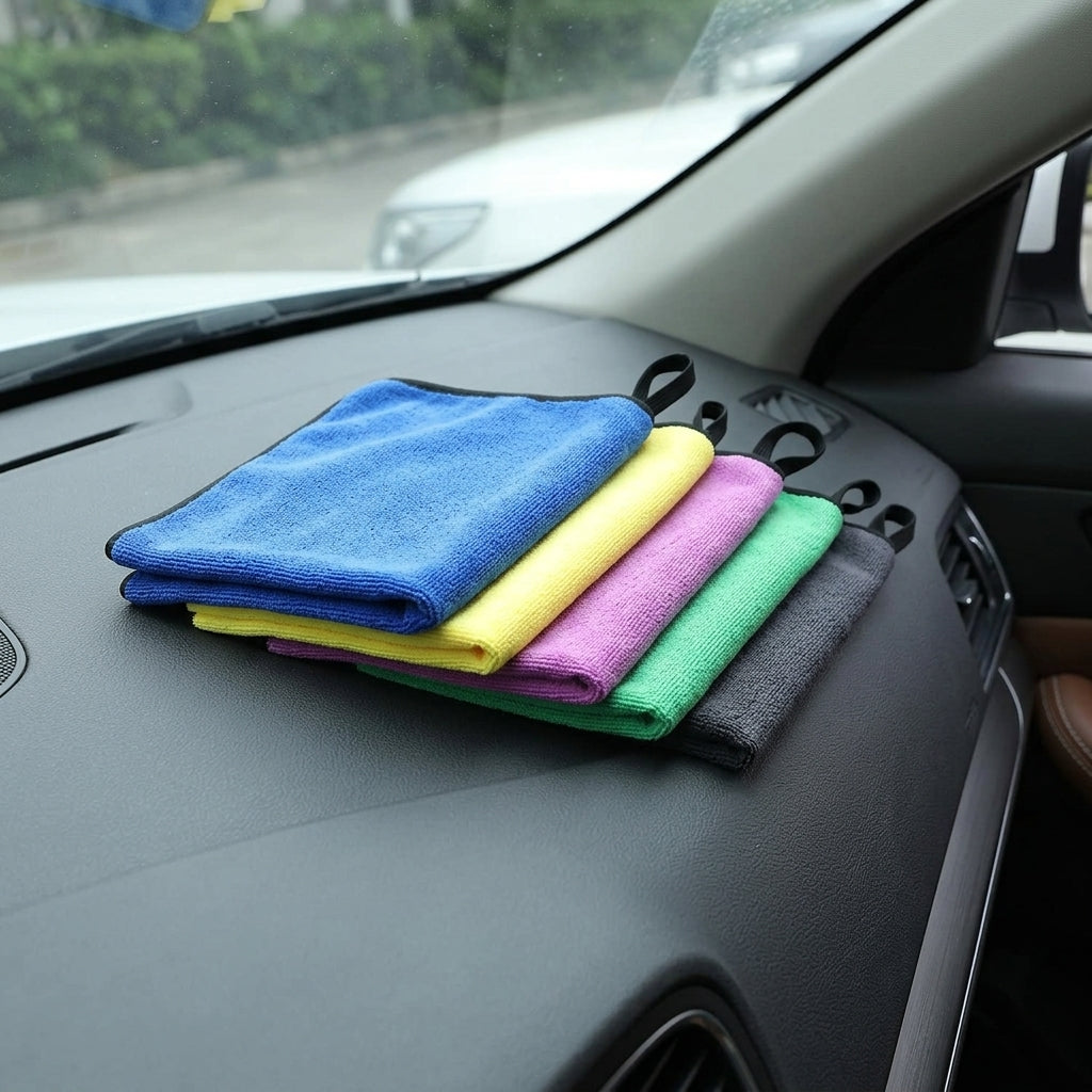 Fuzz Microfibre Cloth 5 Pack, Extremely-Soft Microfibre Towel for Car and Glass, High Absorbency Terry Cloths for Detailing