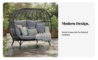 Woven Design Wicker Oval-Shaped Chair Waterproof Freestanding Oval-Shaped Lounger Outdoor Furniture Weather-Resistant for Children, Homeowners, Book Lovers, Garden, Patio, Balcony, Backyard