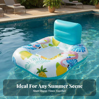 Retro Fashion Flower Print Pool Lounger Upright Sitting Inflatable Buoyant Seat Ing Chair for Adults, Teenagers, Summer Vacation, Beach