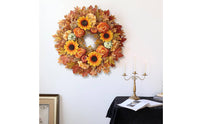 Artificial Maple Leaf Wreath Realistic Artificial Blossom Flower Wreath Full and Voluminous Home Decor for Window
