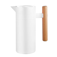 Coffee Carafe with Wood-Grain Handle Press-to-Pour Thermal Carafe with Wood Handle Food-Grade Pot for Office