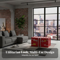 Multi-Functional Shipping Container Chest Double Door sturdy design Chest Space-Saving Coffee Table Sturdy frame for Apartment Dwellers, Design aficionados, Living Room, Commercial Spaces, Man Cave, Bedroom