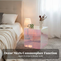 Rainbow Color Iridescent Acrylic Table Modern aesthetic Iridescent Square Table Minimalist Household Furnishing Space-Saving for Design aficionados, Interior Decorators, Living Room, Beside Sofa, Bedroom, Small Spaces