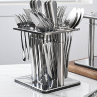 Space-Saving Cutlery Organizer with Metal Rack Compact Countertop Utensil Organizer Modern Kitchen Utensil Holder Elegant for Dining Room