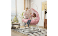 Rattan-Style Hanging Basket Chair Cocoon-Like Hanging Chair with Stand Freestanding Furniture Padded for Balcony