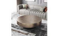 Drum Coffee Table Brushed Bronze Round Coffee Table Low-Profile for Living Room