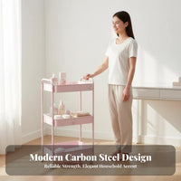 Rolling Storage Cart Carbon Steel Construction Mobile Storage Trolley 360° Rotating Wheels Multi-Tier Rolling Cart for Washroom, Small Areas, Bedroom