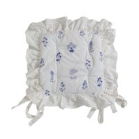 Ruffled Chair Cushion Square Chair Pad with Ties Padded Easy-to-Tie for Dining Chairs