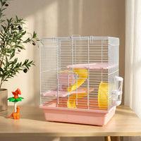 Double Layer Cage with a Solid Base, Square Compact Hamster Cage for Indoor Use, Portable Wire Enclosure and Starter Portable Animal Pen