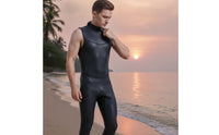 Sleeveless Wetsuit Glossy Front Zip Wetsuit Form Fitting Suit for Diving