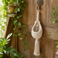 Handmade Macrame Plant Hanger, Hand-Woven Fiber Hanging Basket, Breathable Bohemian Hanging Planters for Air Plants, Indoor Outdoor Home Decor
