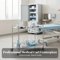 Locking Casters Medical Instrument Cart Heavy Duty Stainless Steel Treatment Cart Raised Guardrails Medical Rolling Trolley Resistant for Workshop Workers, Salon and Spa Professionals, Hospital, Operating Room, Research Facility Oratory, Kitchen